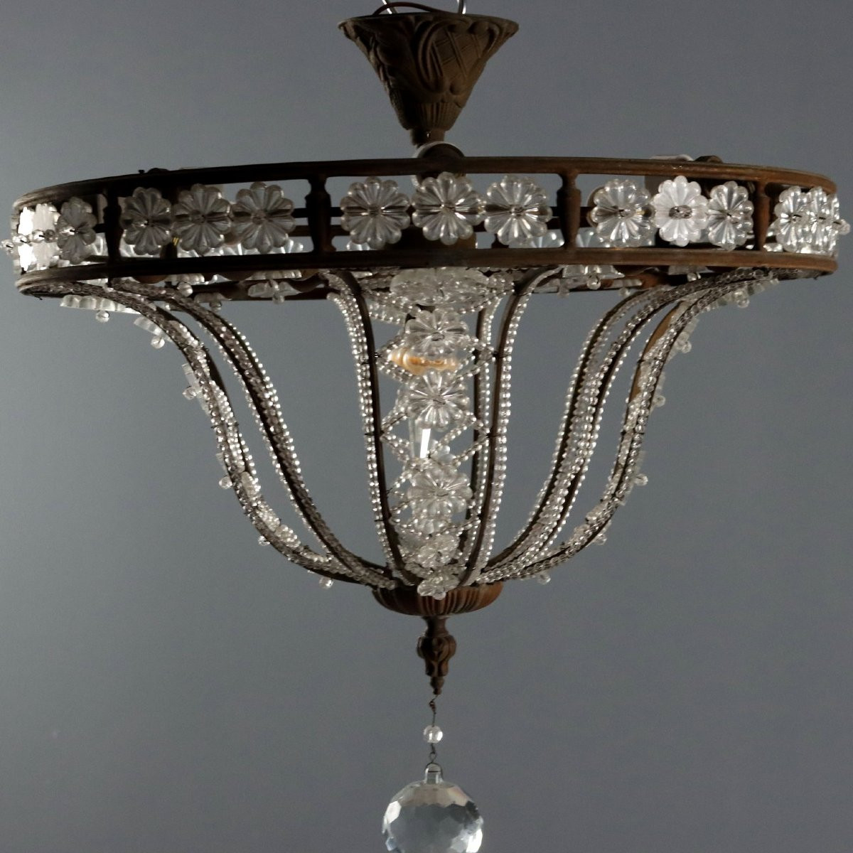Coppia di Lampadari a Otto Luci Italia, inizio XX Secolo-photo-3