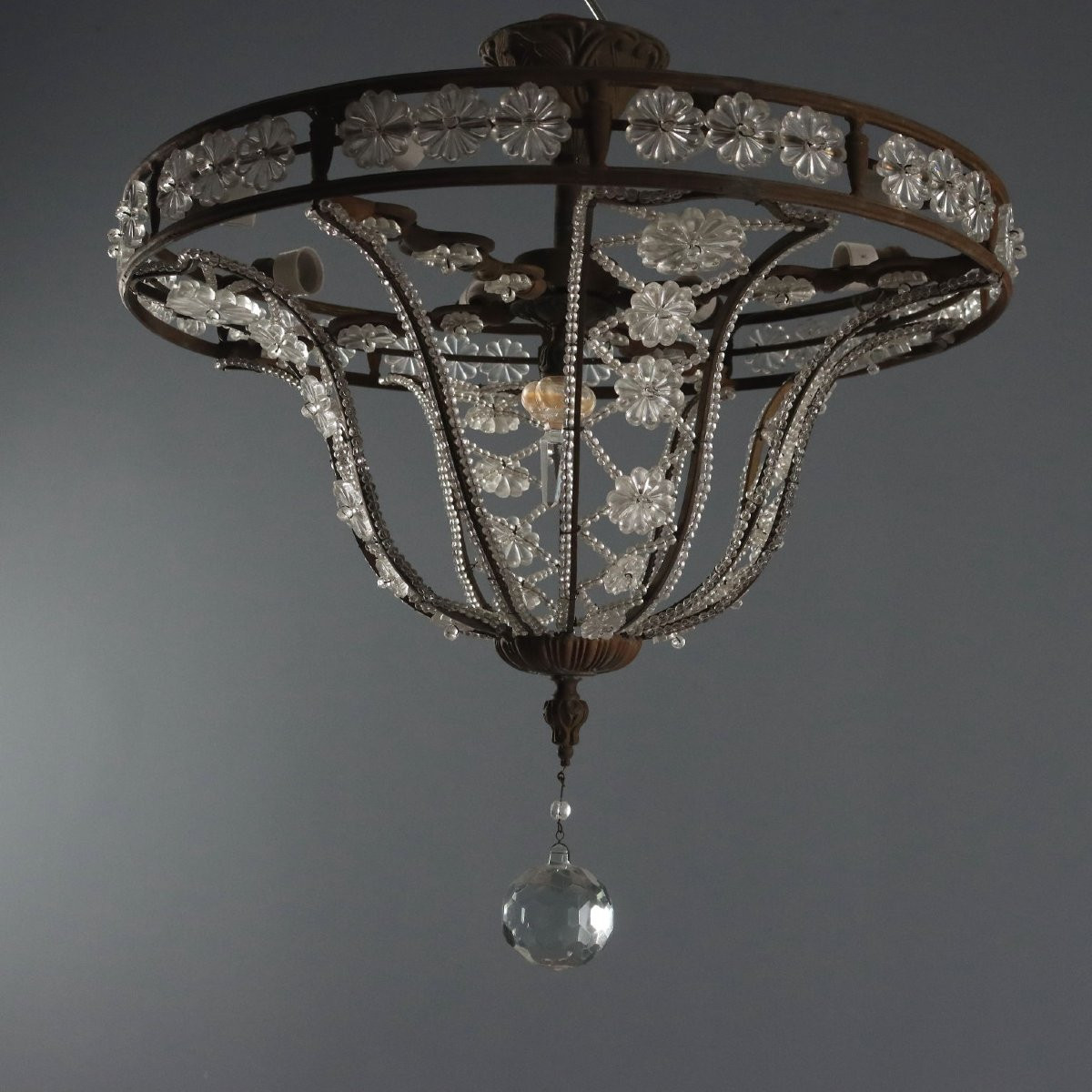 Coppia di Lampadari a Otto Luci Italia, inizio XX Secolo-photo-4