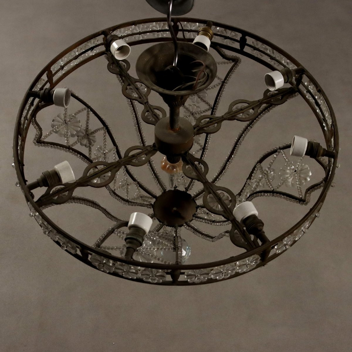 Coppia di Lampadari a Otto Luci Italia, inizio XX Secolo-photo-5