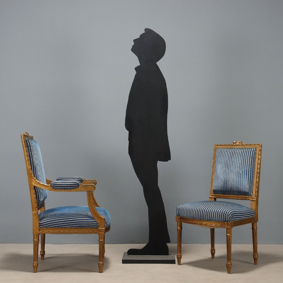 Coppia di Poltrone e di Sedie in Stile Neoclassico Dorate Italia Fine XIX Secolo-photo-2