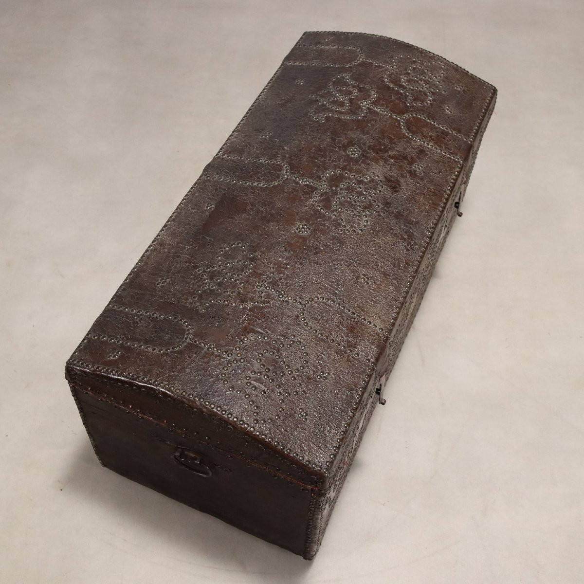 Baule Spagnolo in Legno Rivestito in Cuoio Spagna Fine XVIII Secolo-photo-5