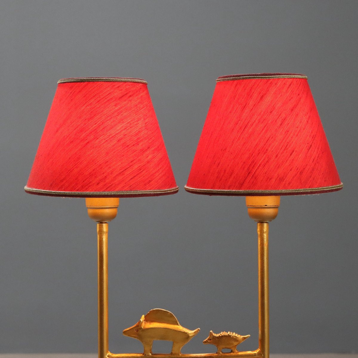 Lampada Scultura in Bronzo Dorato di Pierre Casenove Produzione Fondica Anni 80-photo-3