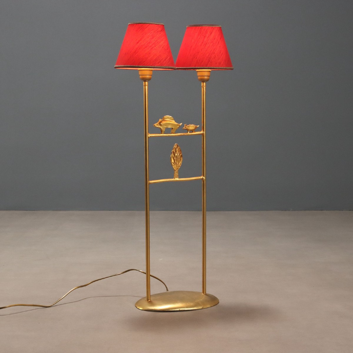 Lampada Scultura in Bronzo Dorato di Pierre Casenove Produzione Fondica Anni 80