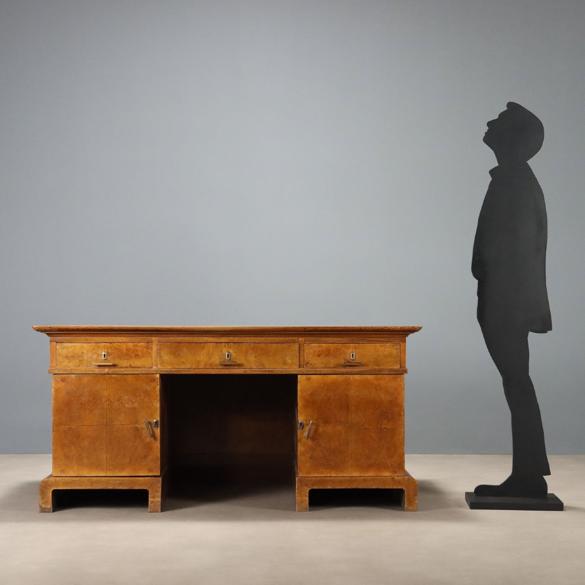 Scrivania Art Déco in Noce e Radica di Noce Italia Secondo Quarto XX Secolo-photo-2
