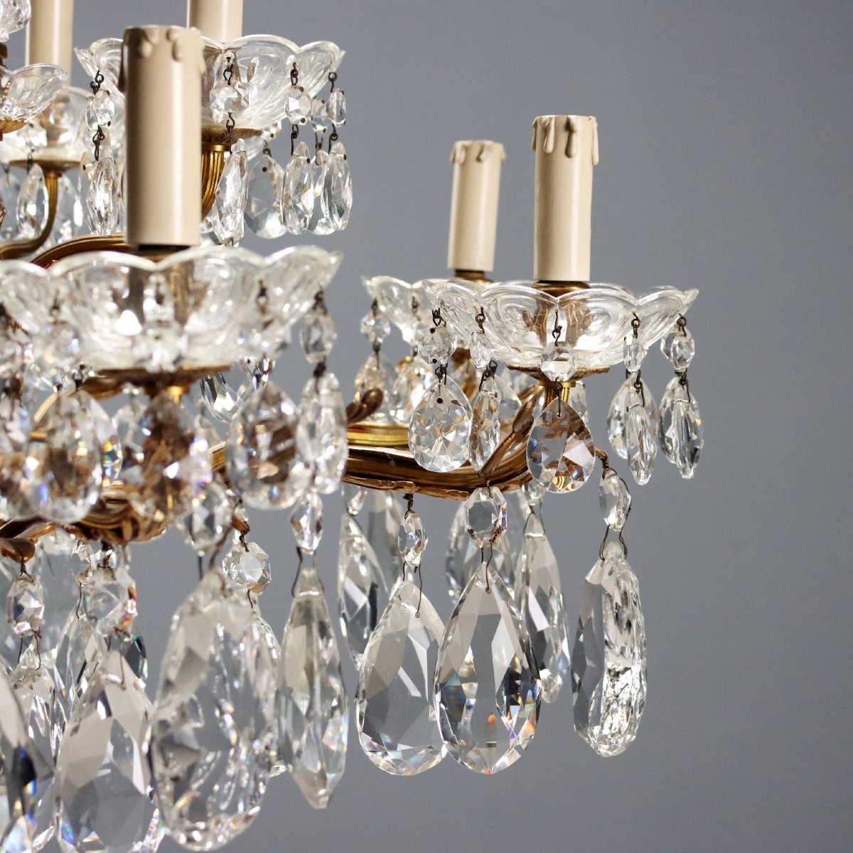 Coppia di Lampadari in Bronzo Dorato Italia, inizio XX Secolo-photo-3