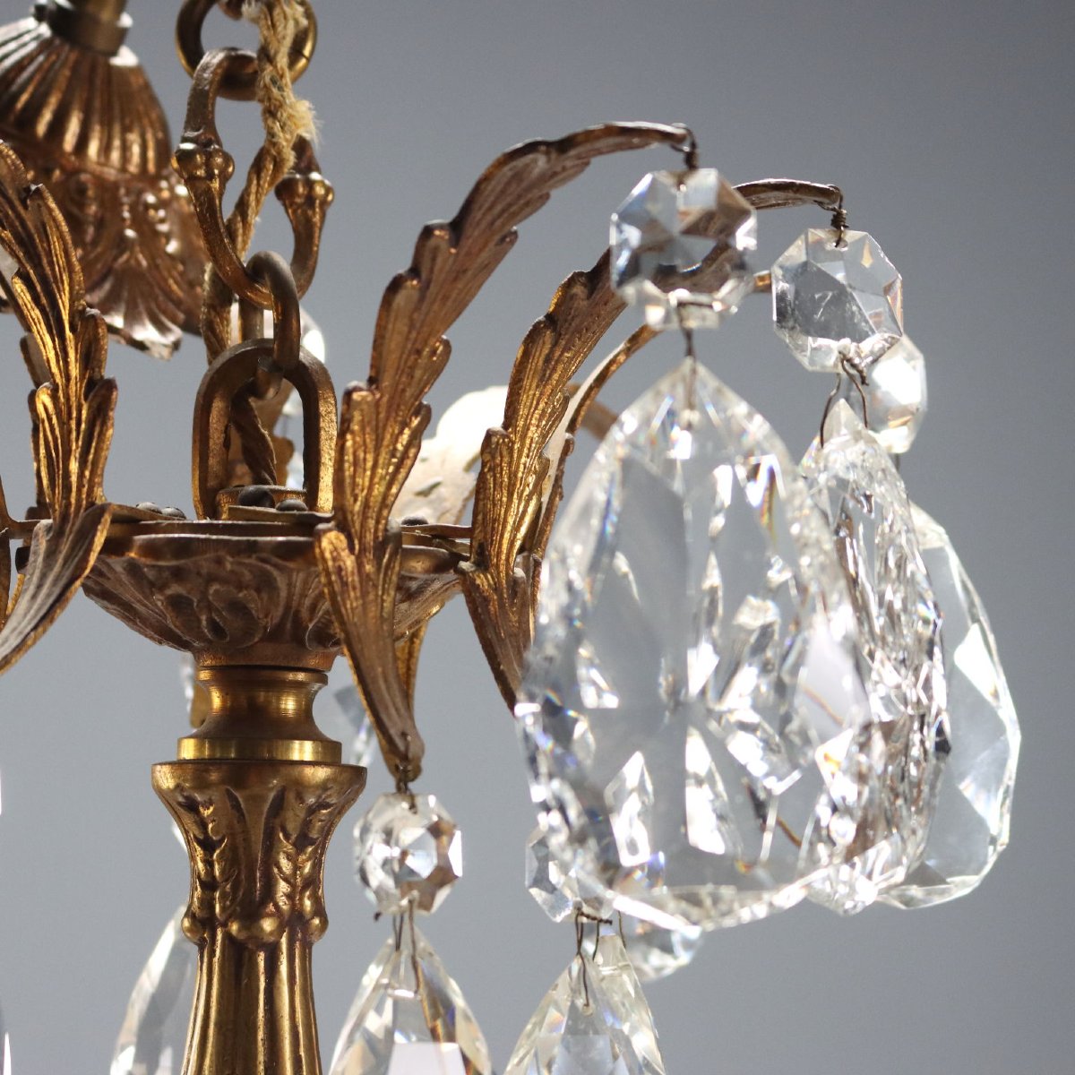 Coppia di Lampadari in Bronzo Dorato Italia, inizio XX Secolo-photo-4
