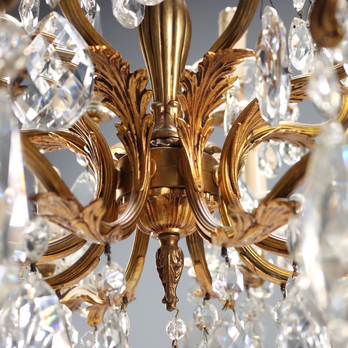 Coppia di Lampadari in Bronzo Dorato Italia, inizio XX Secolo-photo-6