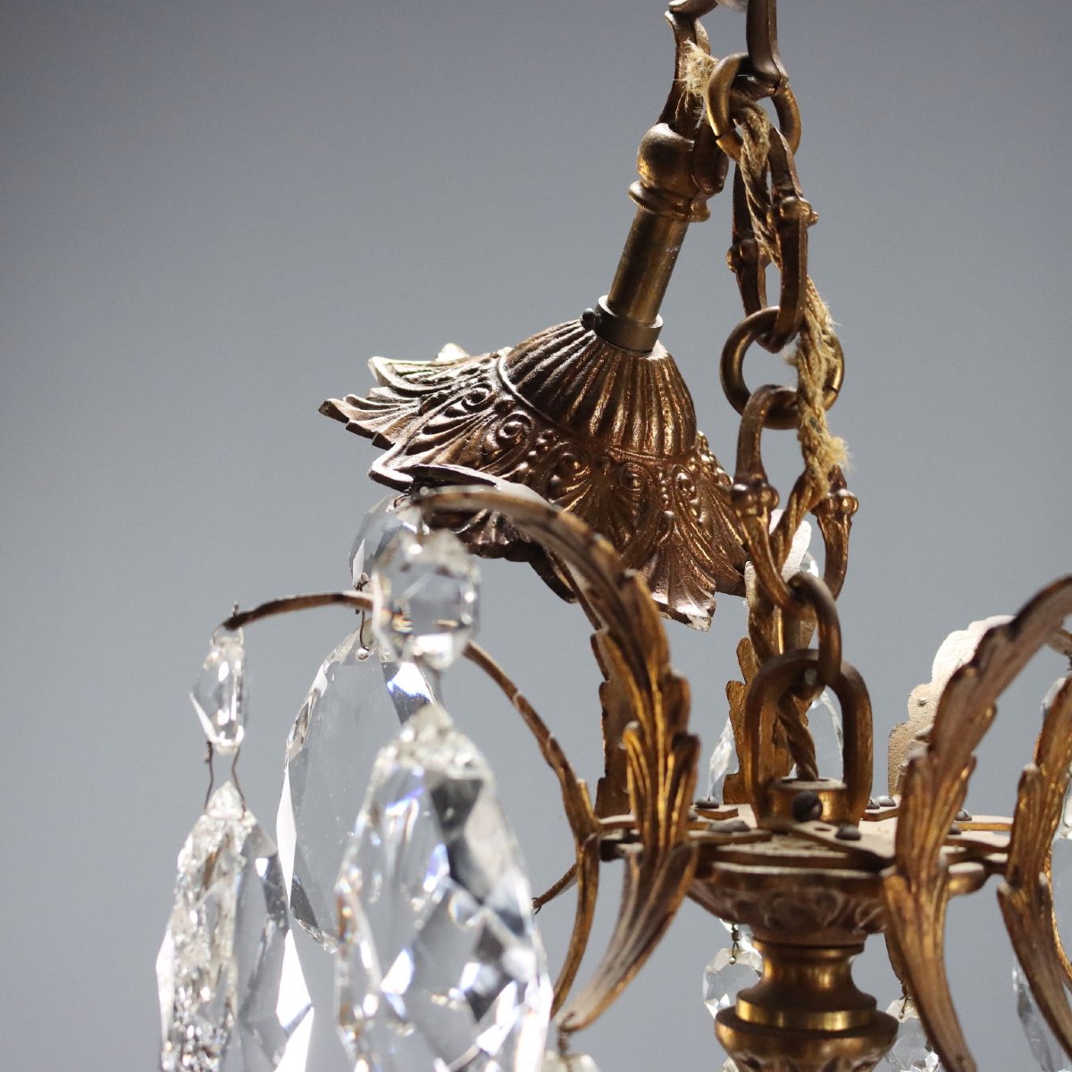 Coppia di Lampadari in Bronzo Dorato Italia, inizio XX Secolo-photo-7