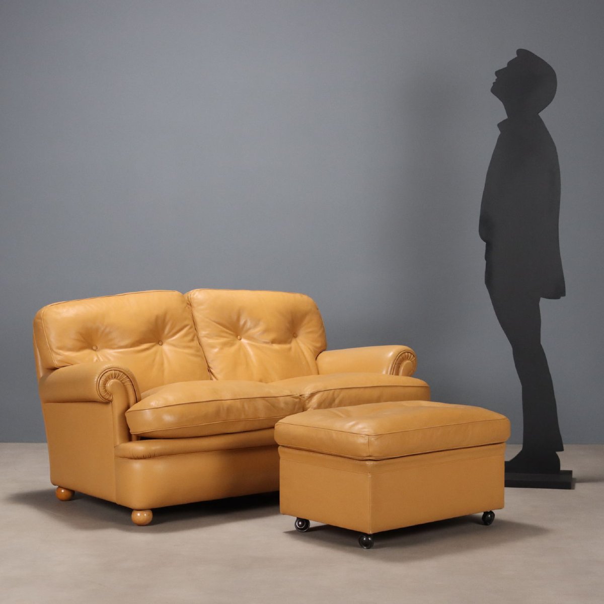 Divano con Pouf 'Dream/B' Produzione Poltrona Frau Anni '80 '90-photo-2