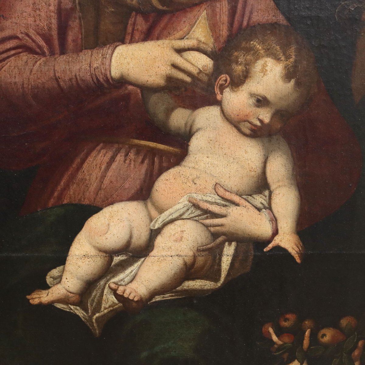 Madonna con Bambino e Santi Dipinto del XVII secolo-photo-4
