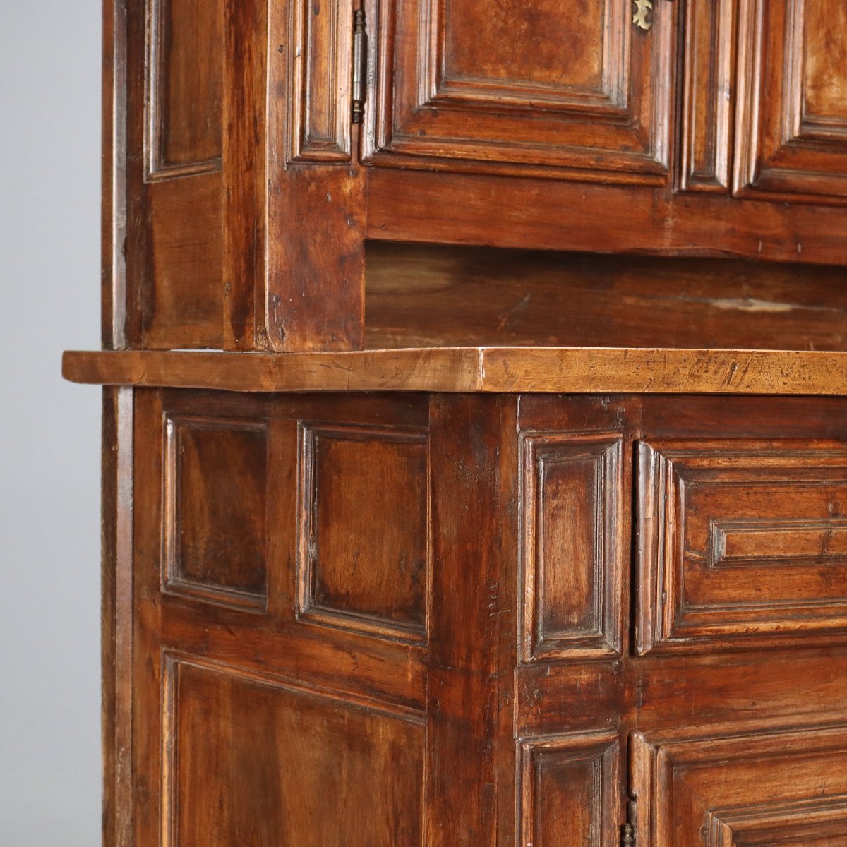Credenza doppio Corpo Barocca in Noce Piemonte XVIII Secolo-photo-2
