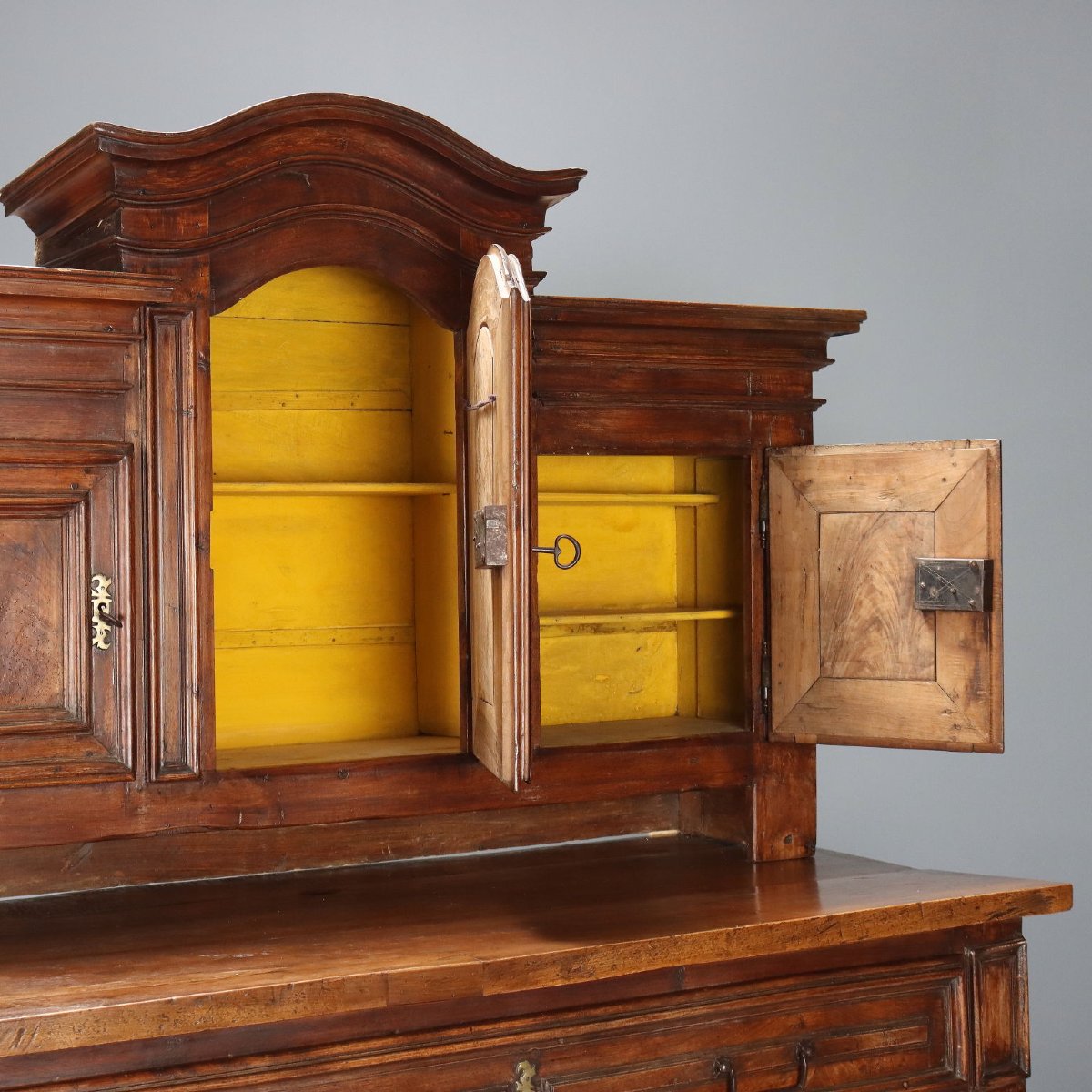 Credenza doppio Corpo Barocca in Noce Piemonte XVIII Secolo-photo-3