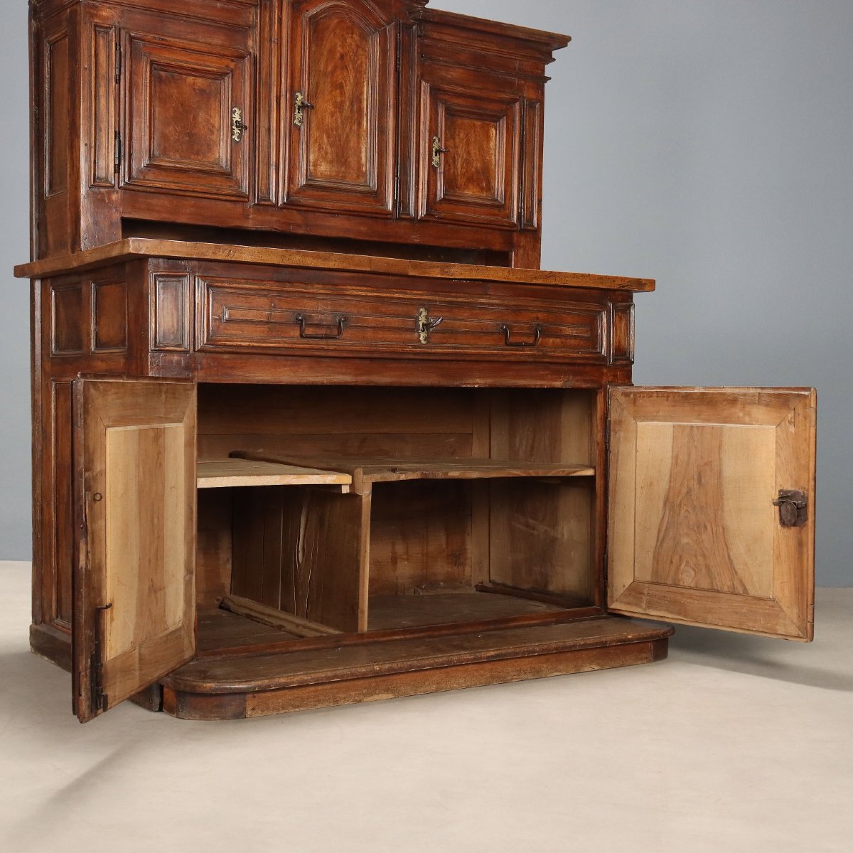 Credenza doppio Corpo Barocca in Noce Piemonte XVIII Secolo-photo-4