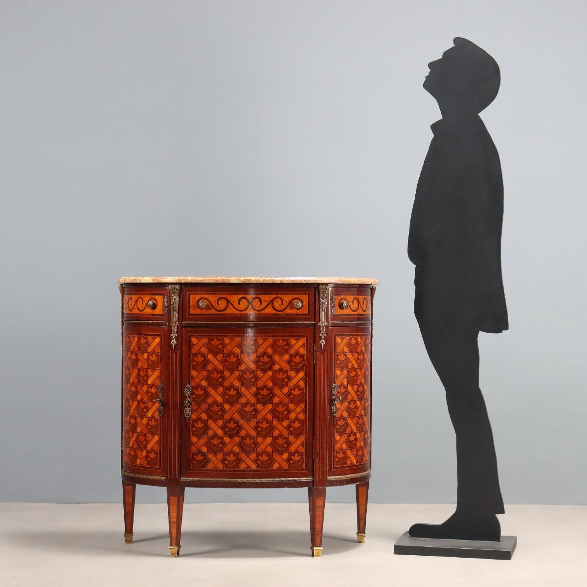 Credenza Demi-Lune in Stile Neoclassico Francia Metà XX Secolo-photo-2