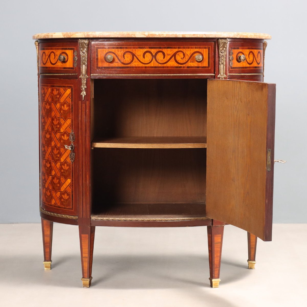 Credenza Demi-Lune in Stile Neoclassico Francia Metà XX Secolo-photo-3