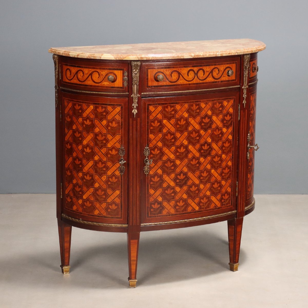 Credenza Demi-Lune in Stile Neoclassico Francia Metà XX Secolo