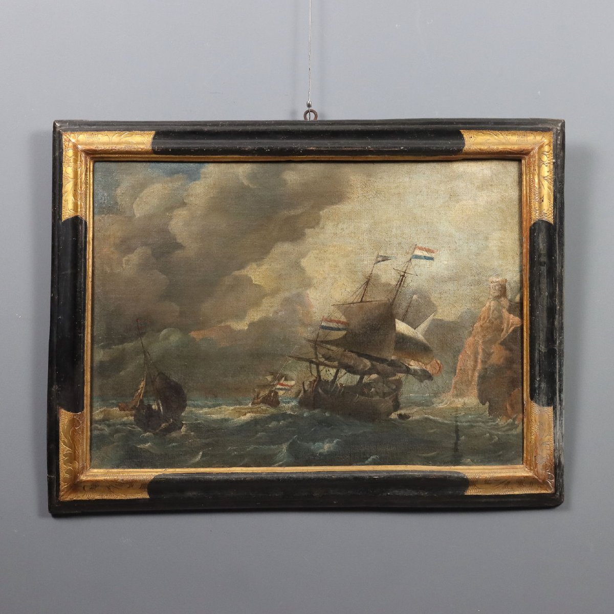 Dipinto Mare in Burrasca con Velieri  XVIII Secolo