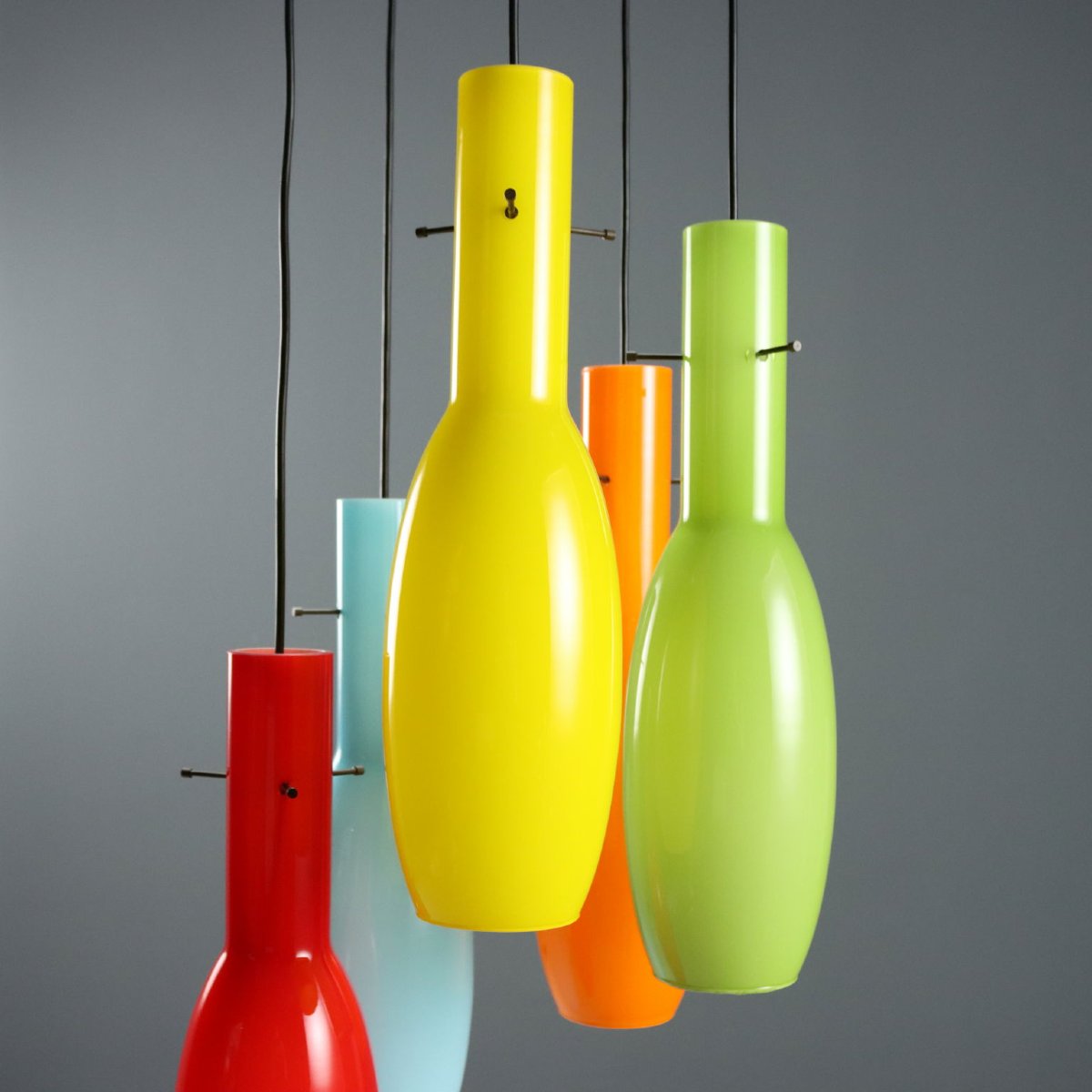 Lampada a Sospensione Anni '60 con Vetri Colorati-photo-3