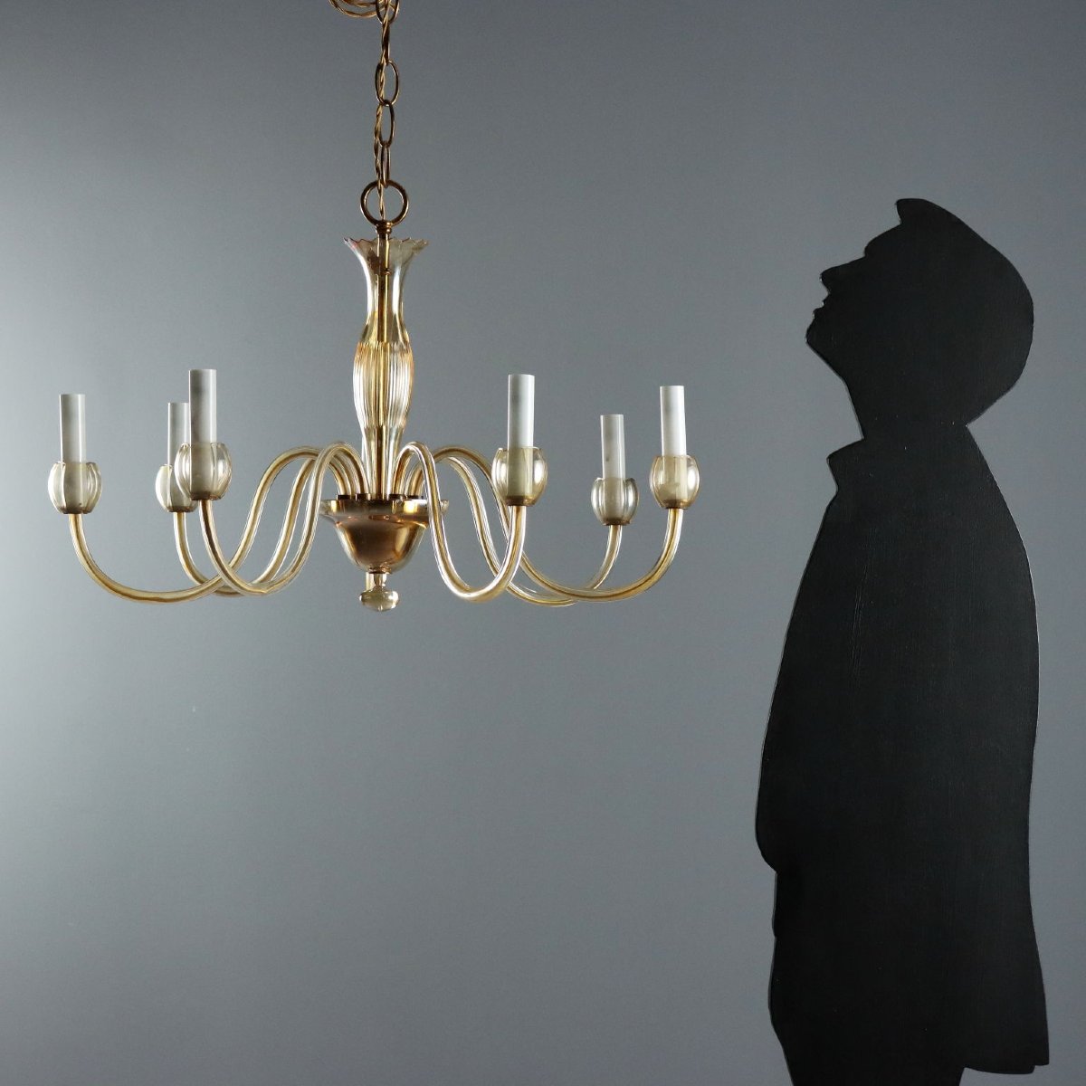 Lampadario in Vetro Soffiato Veneziano Murano Inizio XX Secolo-photo-3