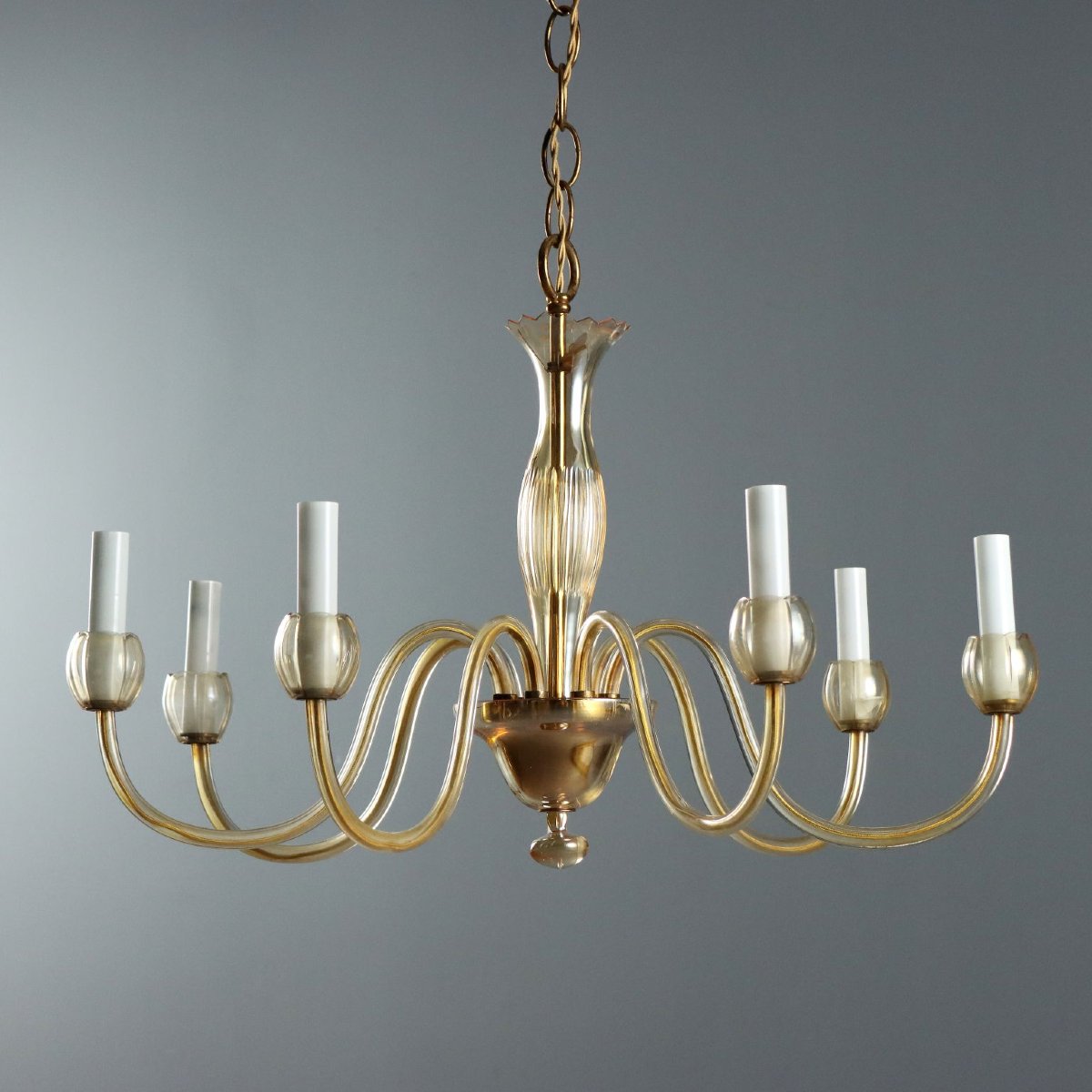Lampadario in Vetro Soffiato Veneziano Murano Inizio XX Secolo
