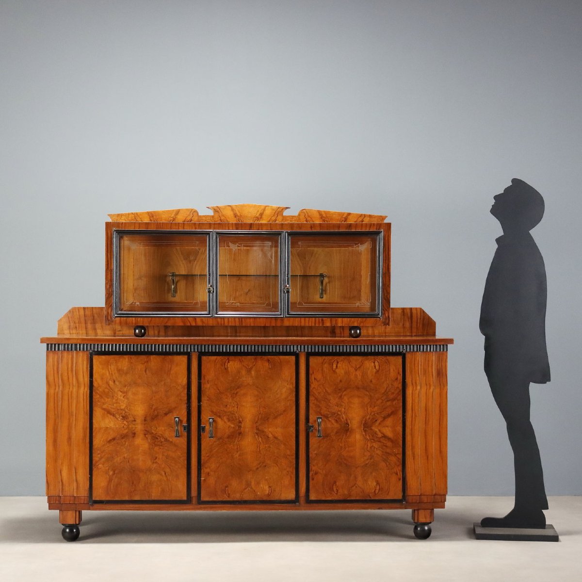 Credenza Art Decò in Noce e Radica di Noce Italia Secondo Quarto XX Secolo-photo-2