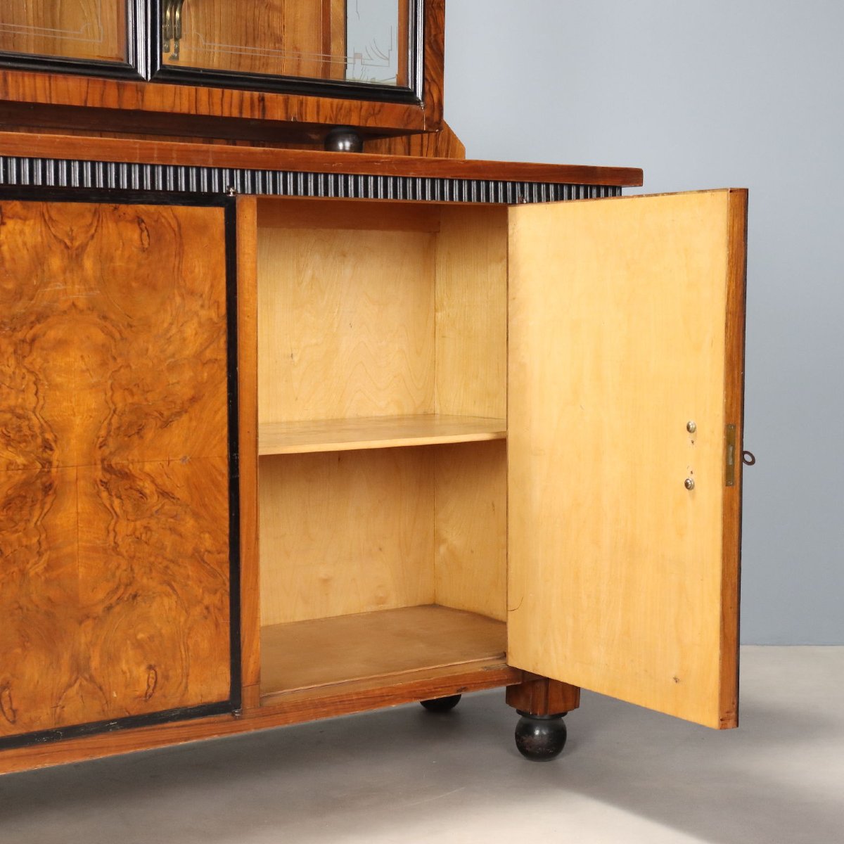 Credenza Art Decò in Noce e Radica di Noce Italia Secondo Quarto XX Secolo-photo-3