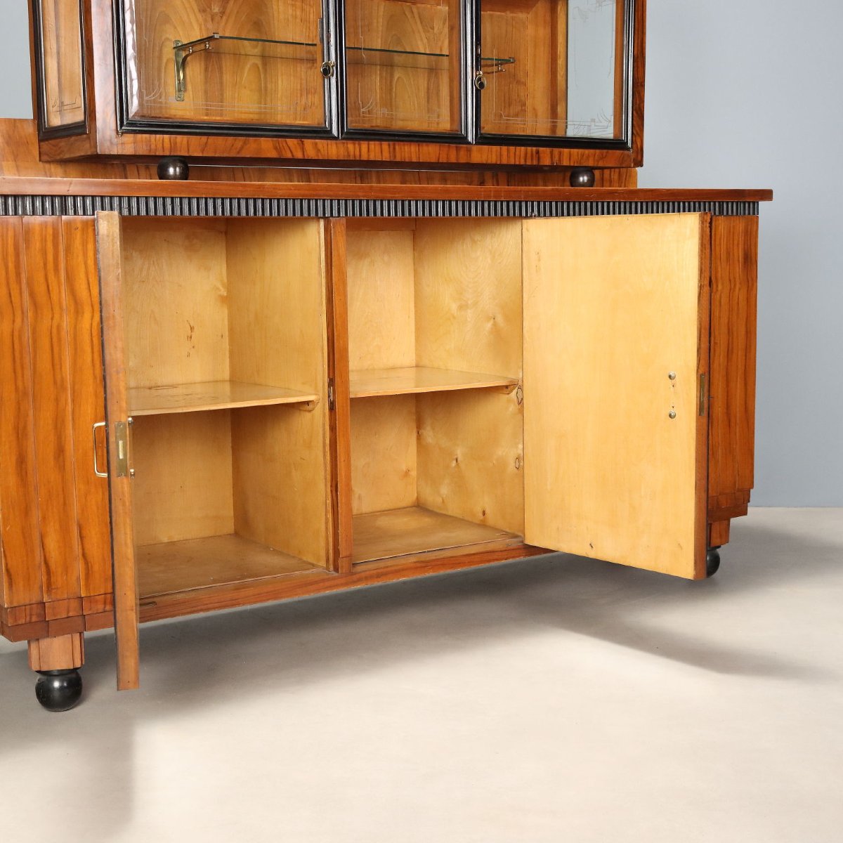 Credenza Art Decò in Noce e Radica di Noce Italia Secondo Quarto XX Secolo-photo-4