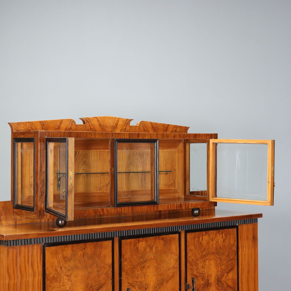 Credenza Art Decò in Noce e Radica di Noce Italia Secondo Quarto XX Secolo-photo-7