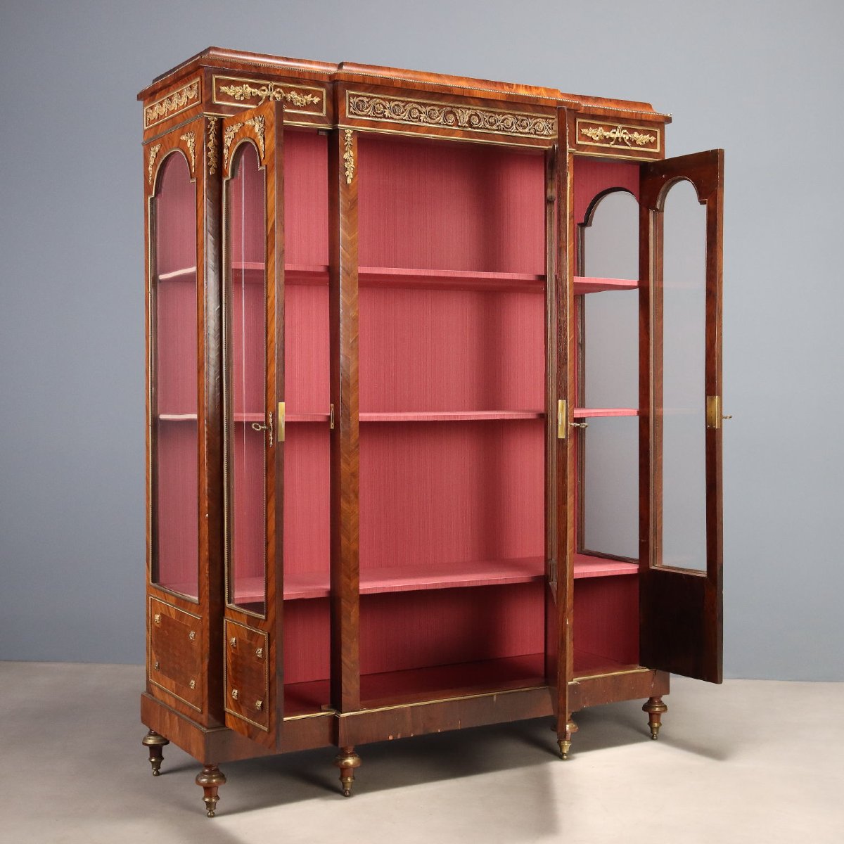 Libreria in Bois de Violette con bronzi Cesellati e dorati Francia Fine XIX Secolo-photo-3