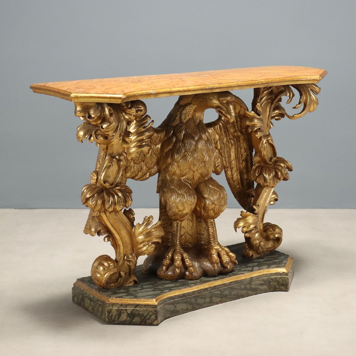 Consolle Barocca in Legno Intagliato e Dorato Genova Primo Quarto XVIII Secolo