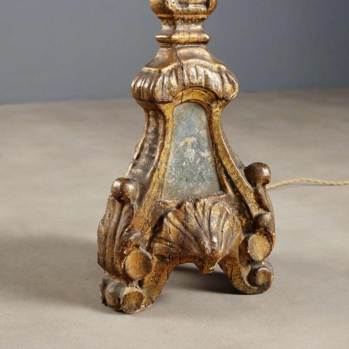 Torciere in Legno Intagliato e Dorato con Specchi Sicilia Fine XVIII Secolo-photo-4