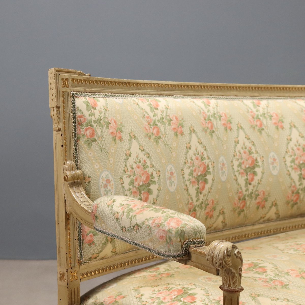 Divanetto in Stile Neoclassico con Intagli Laccati e Dorati Italia Fine XIX Secolo-photo-3