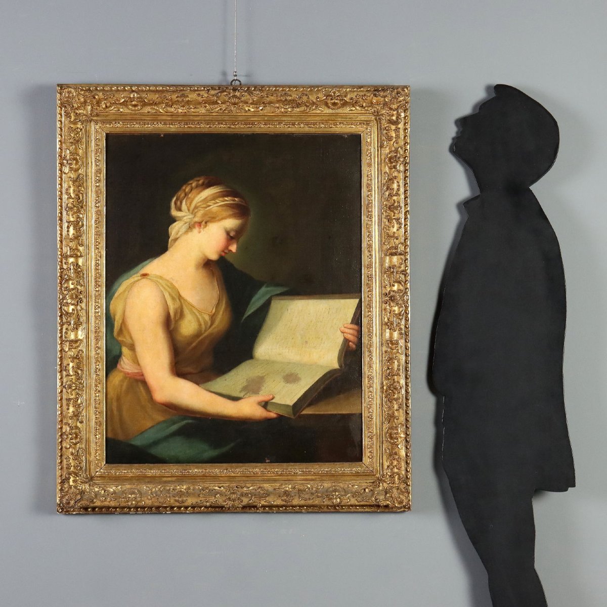 Dipinto Neoclassico Sibilla che Legge XVIII Secolo Olio su Tela-photo-2