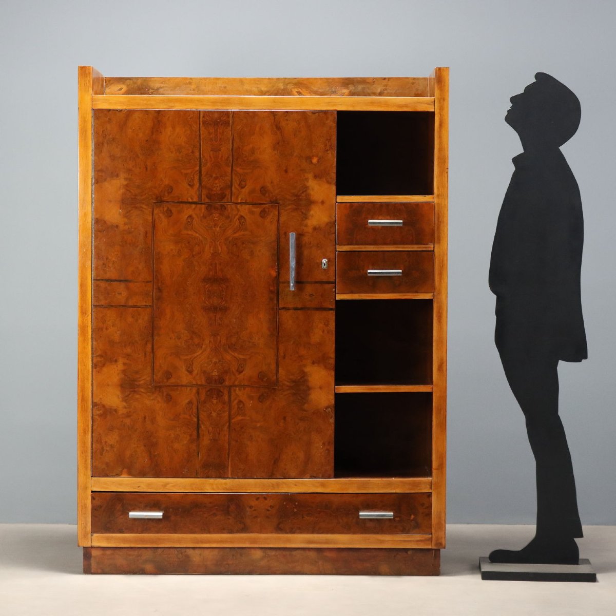 Arredo Anni '30 in Radica con Maniglie in Alluminio-photo-2
