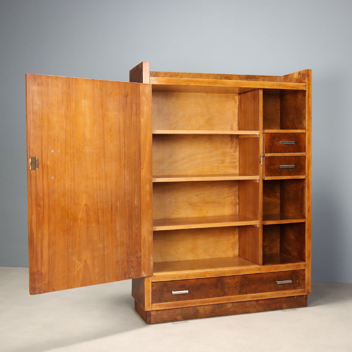 Arredo Anni '30 in Radica con Maniglie in Alluminio-photo-3
