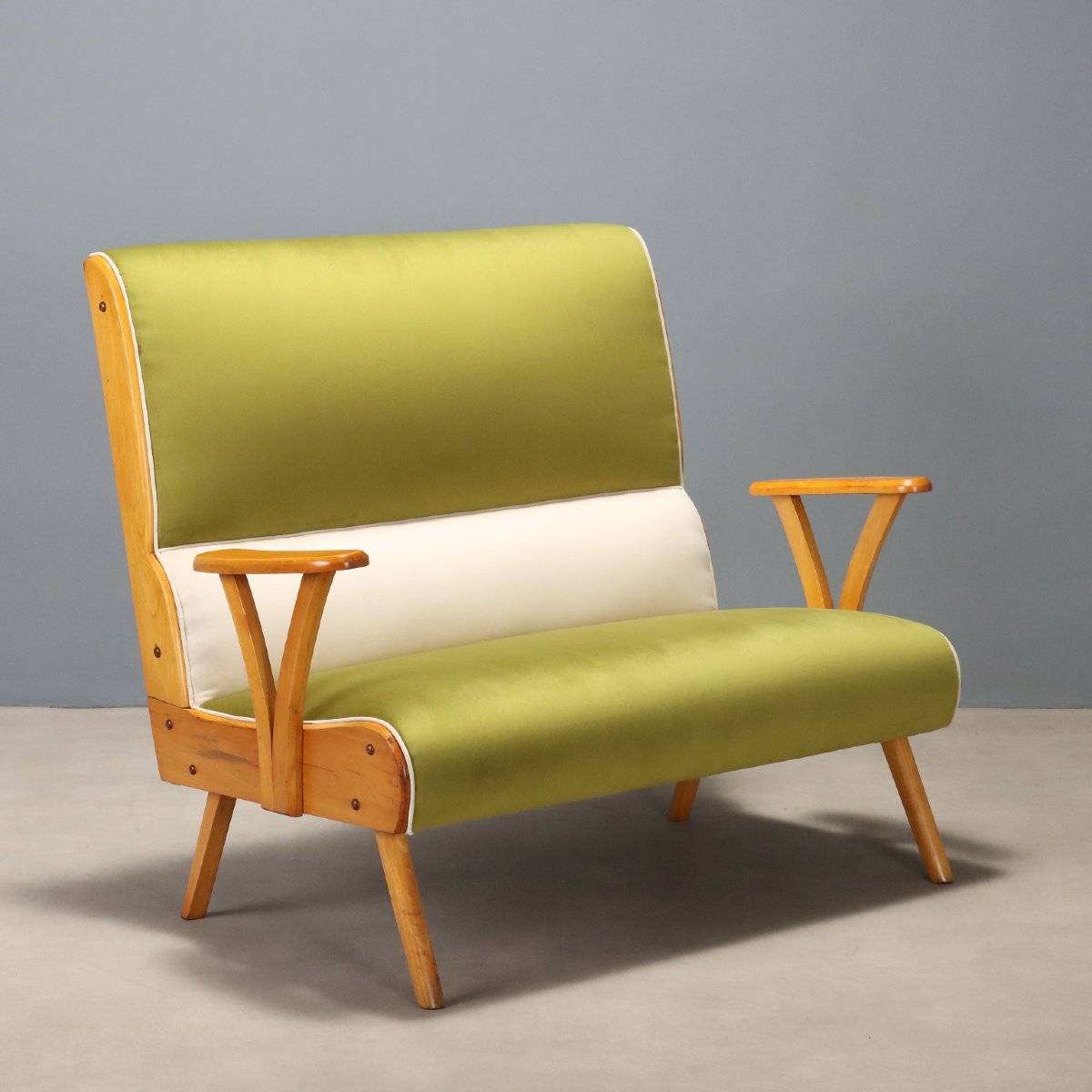 Divanetto Vintage Anni '50 in Velluto Bicolore