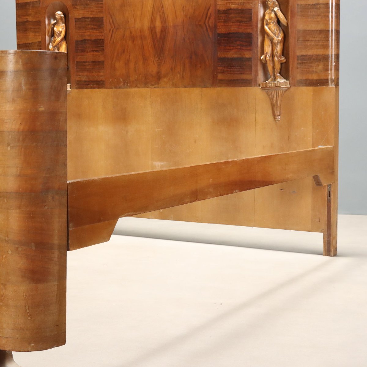Letto Art Déco Italiano in Noce e Radica di Noce-photo-2