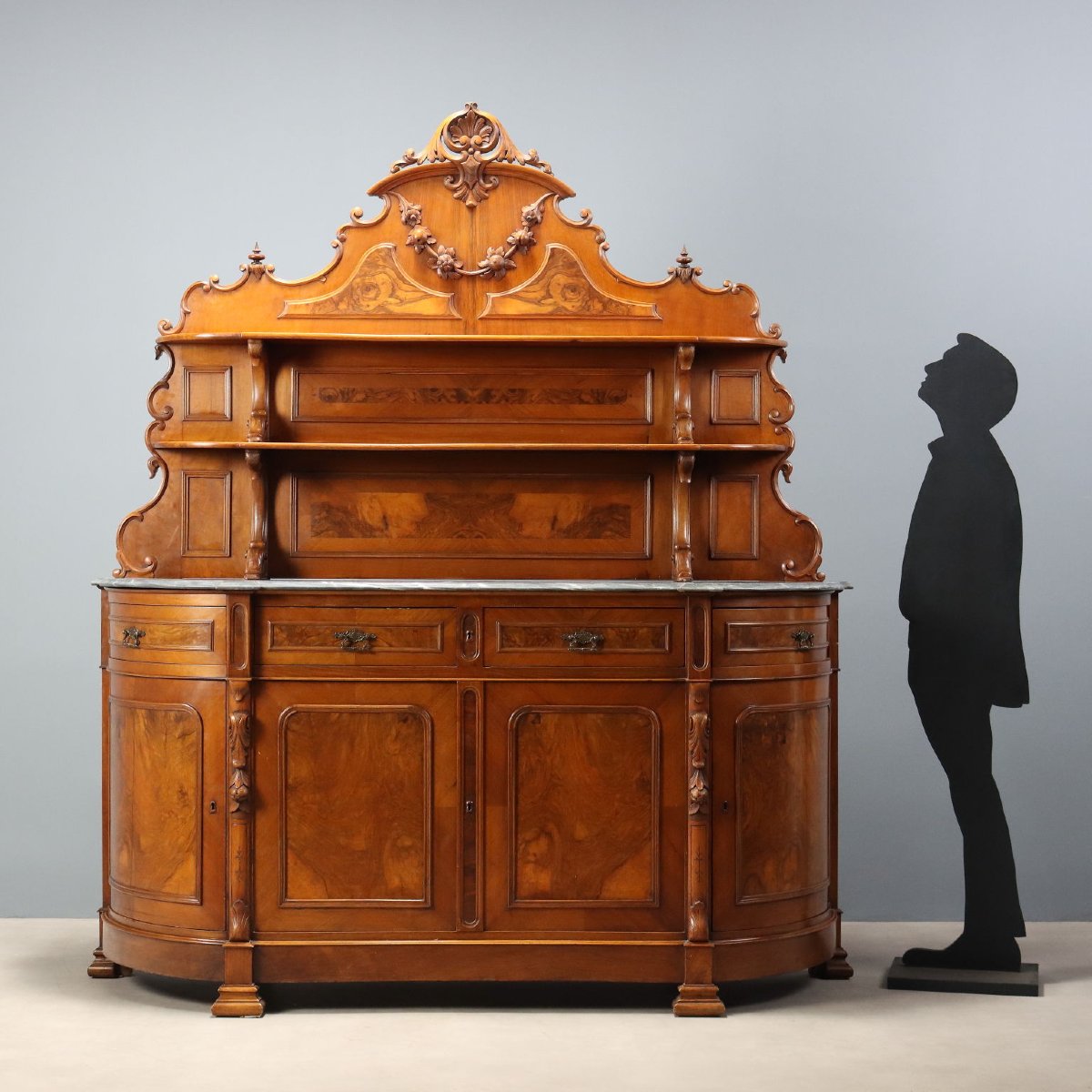 Credenza Umbertina in Noce e Radica di Noce Italia Inizio XX Secolo-photo-2