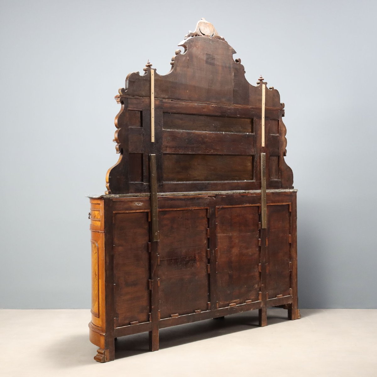 Credenza Umbertina in Noce e Radica di Noce Italia Inizio XX Secolo-photo-8