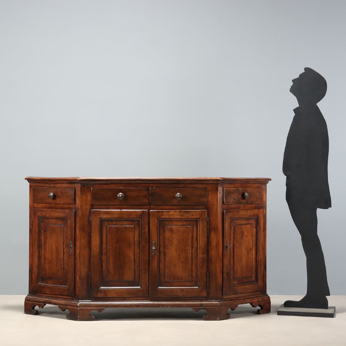 Credenza Scantonata in Faggio Tinto Noce Italia Metà XX Secolo-photo-2
