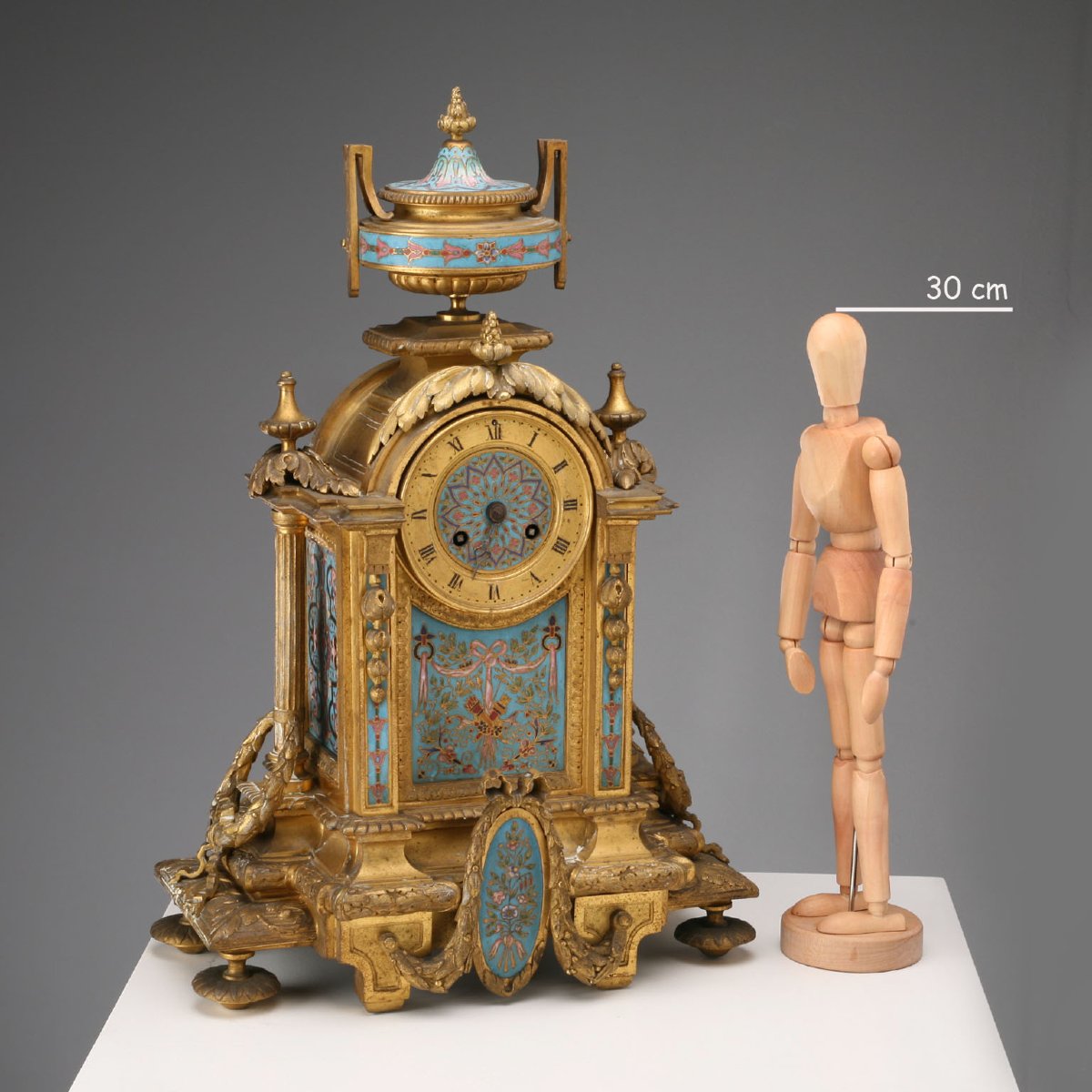 Orologio da Appoggio in Bronzo Dorato e Smalto Cloisonné Francia Fine XIX - Inizio XX Secolo-photo-2