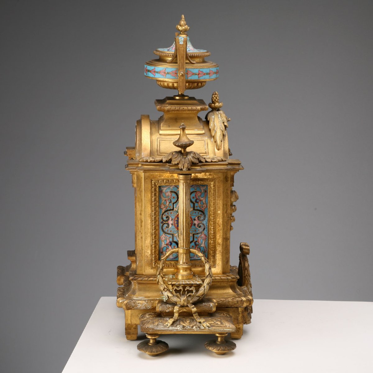 Orologio da Appoggio in Bronzo Dorato e Smalto Cloisonné Francia Fine XIX - Inizio XX Secolo-photo-1