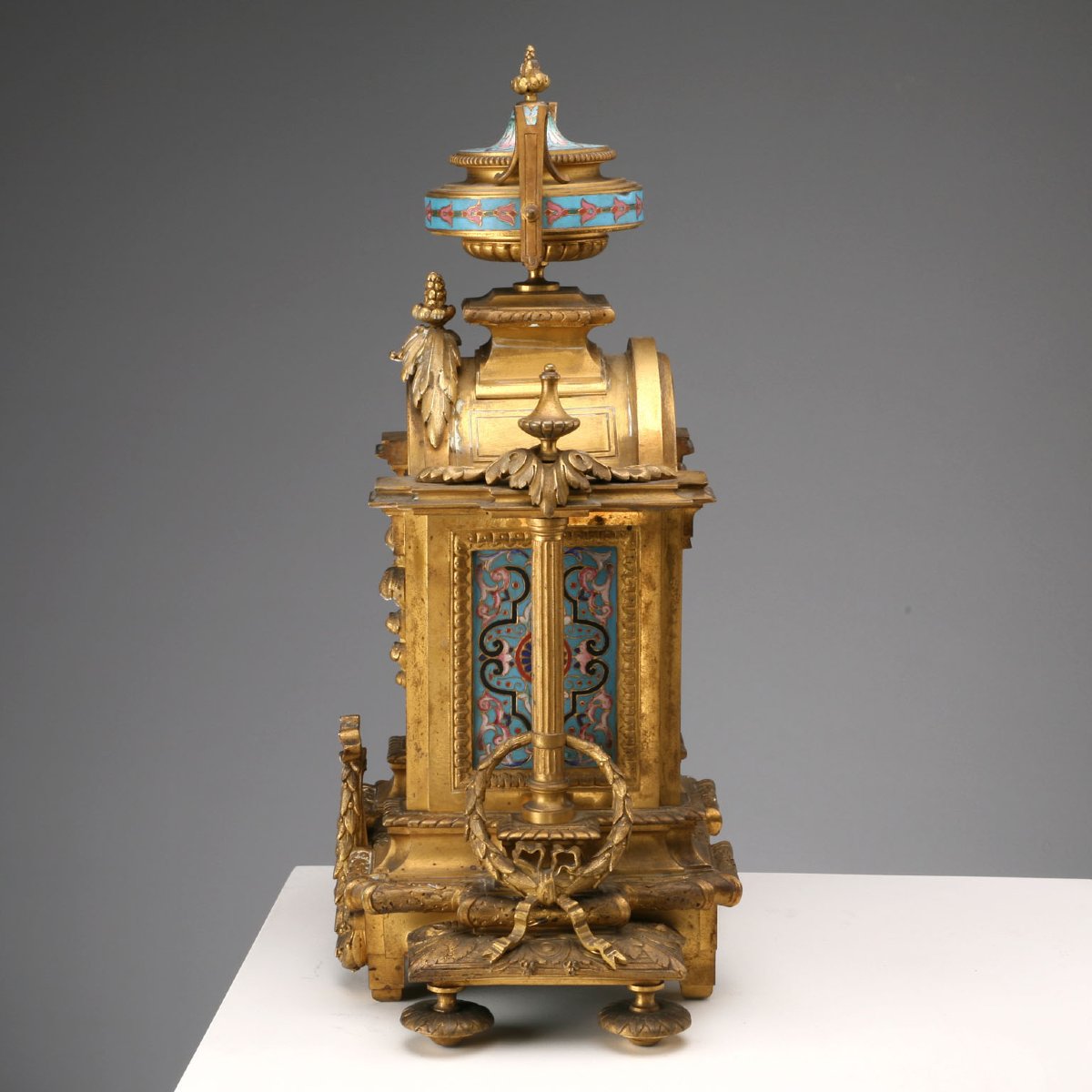 Orologio da Appoggio in Bronzo Dorato e Smalto Cloisonné Francia Fine XIX - Inizio XX Secolo-photo-2