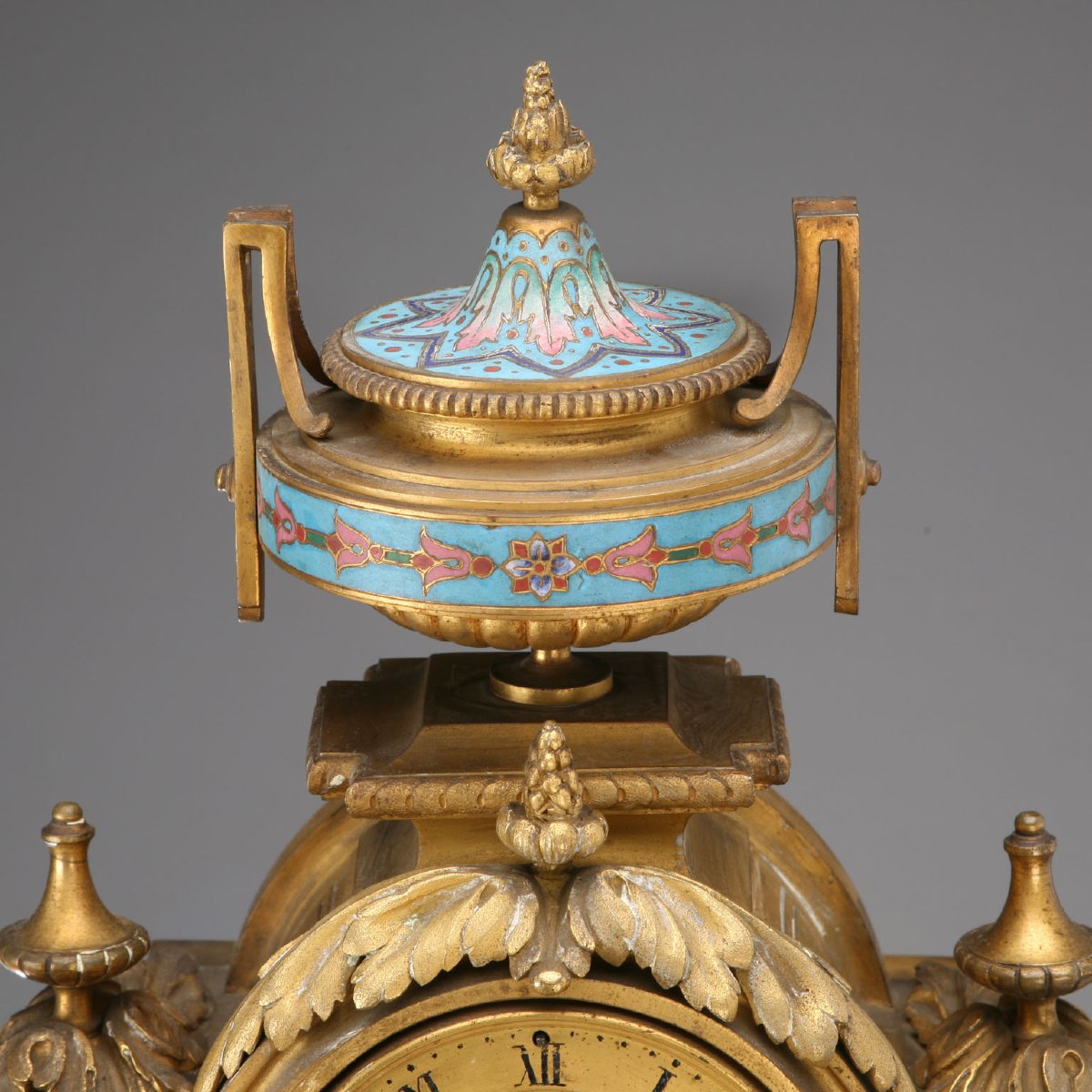 Orologio da Appoggio in Bronzo Dorato e Smalto Cloisonné Francia Fine XIX - Inizio XX Secolo-photo-4
