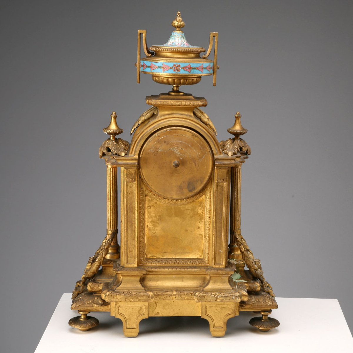 Orologio da Appoggio in Bronzo Dorato e Smalto Cloisonné Francia Fine XIX - Inizio XX Secolo-photo-8