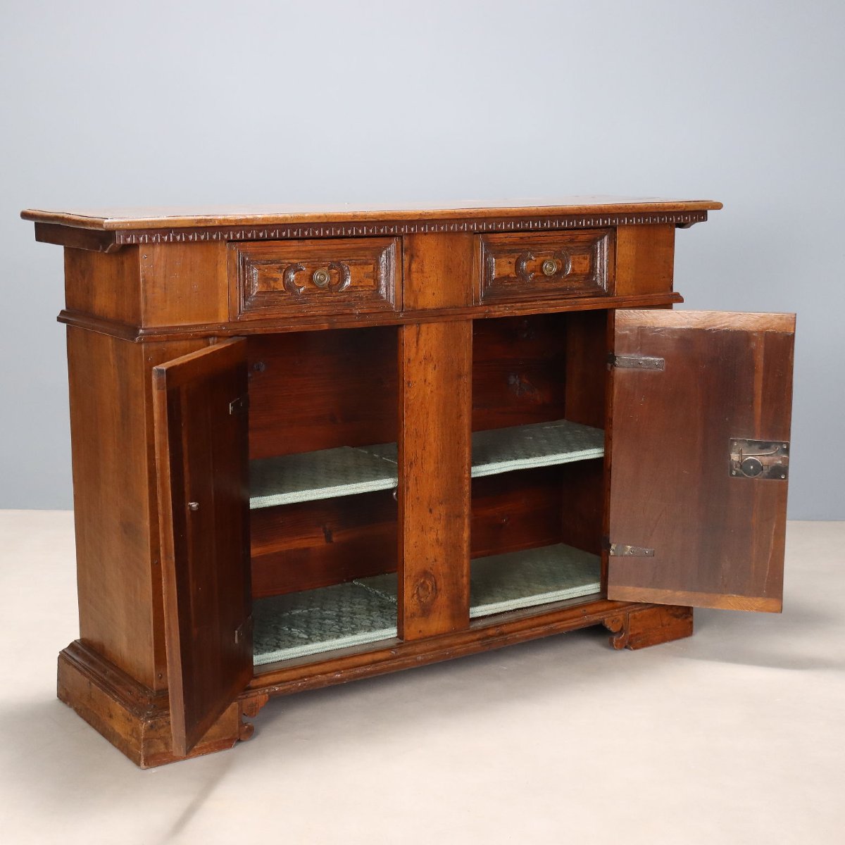 Credenza Antica in Stile Barocco in Noce e Abete Italia XX Secolo-photo-3