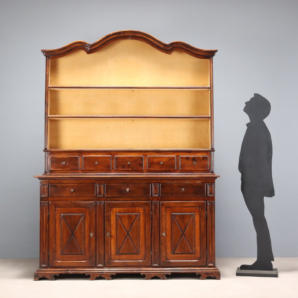 Credenza con Piattaia Stile Barocco in Noce Italia Prima Metà XX Secolo-photo-2