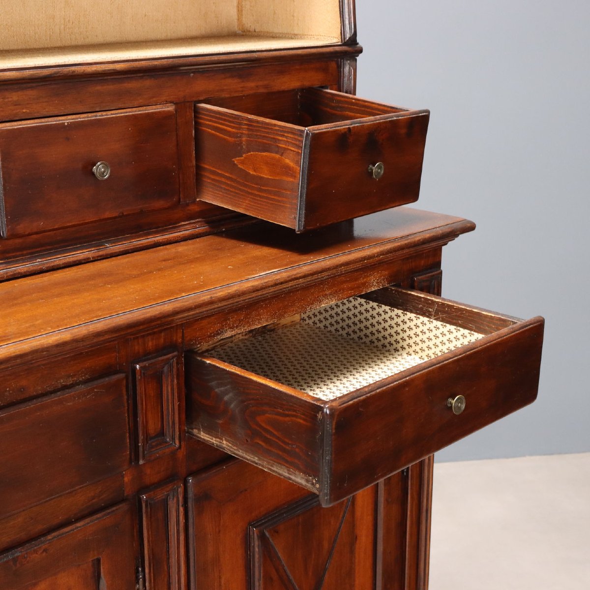 Credenza con Piattaia Stile Barocco in Noce Italia Prima Metà XX Secolo-photo-1
