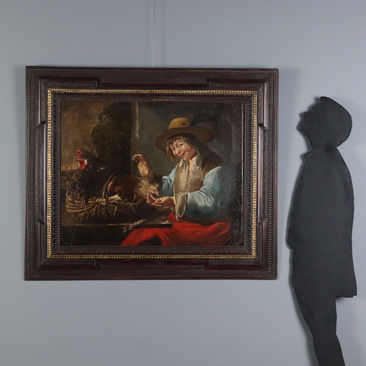 Dipinto Ragazzo con Galline Ambito di Giacomo Francesco Cipper XVIII Secolo-photo-2