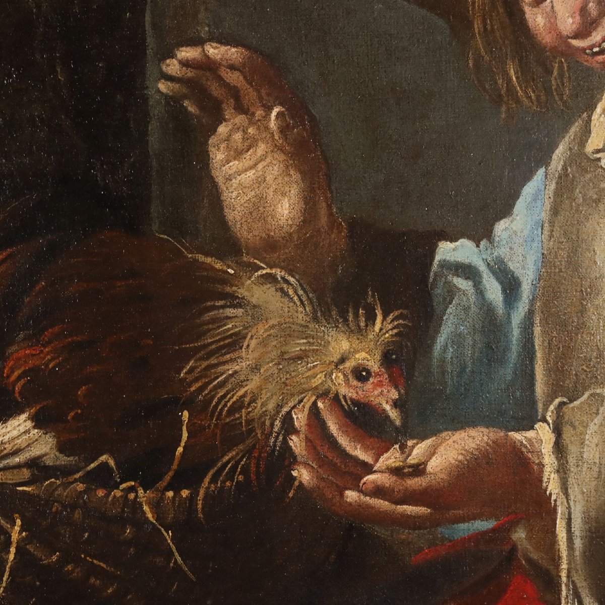 Dipinto Ragazzo con Galline Ambito di Giacomo Francesco Cipper XVIII Secolo-photo-1
